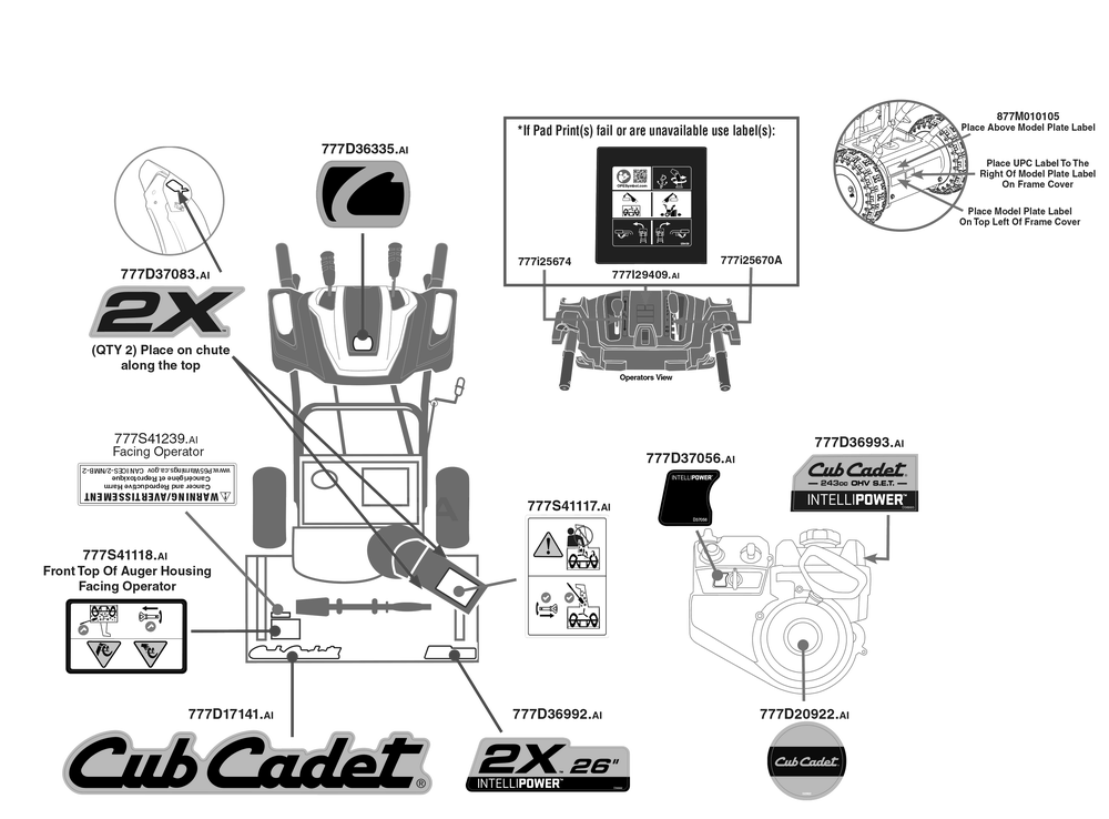 Label Map Diagram and Parts List for 2X26-INCH (31AM5HVSB56)(2022) Cub Cadet Snow Blower